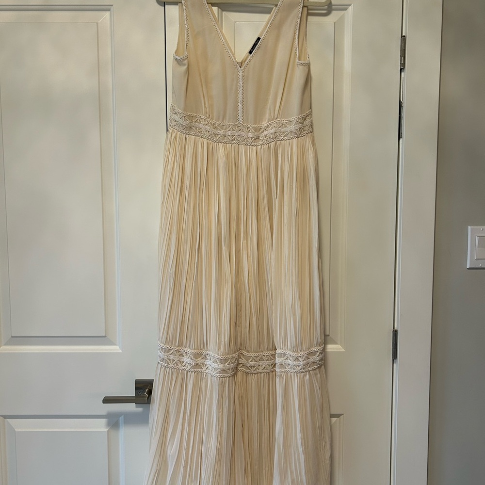 Massimo Dutti Cream Beaded Maxi Dress